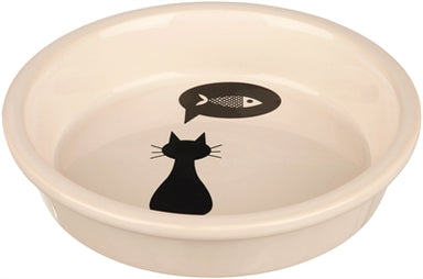 Trixie Voerbak Keramiek Wit Met Silhouette Kat 250 Ml 13 Cm