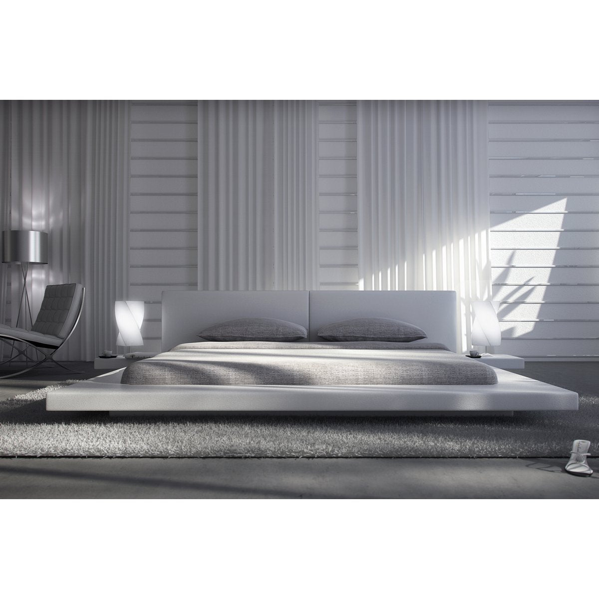 Gestoffeerd bed 140x200 cm wit kunstleerlook
