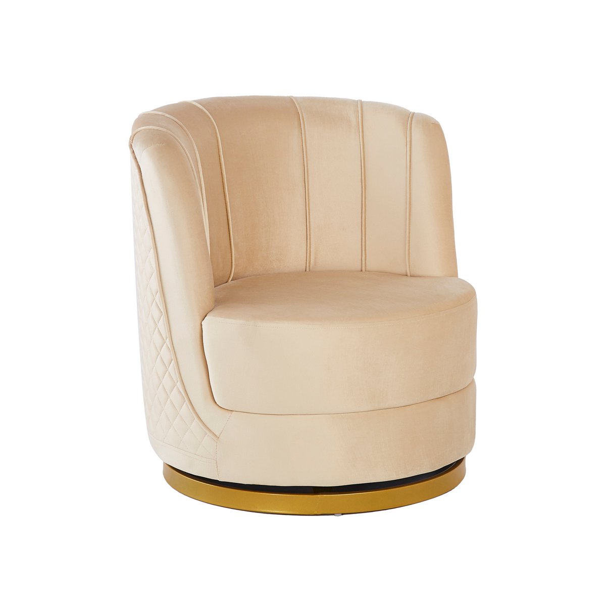Beige fluwelen draaifauteuil