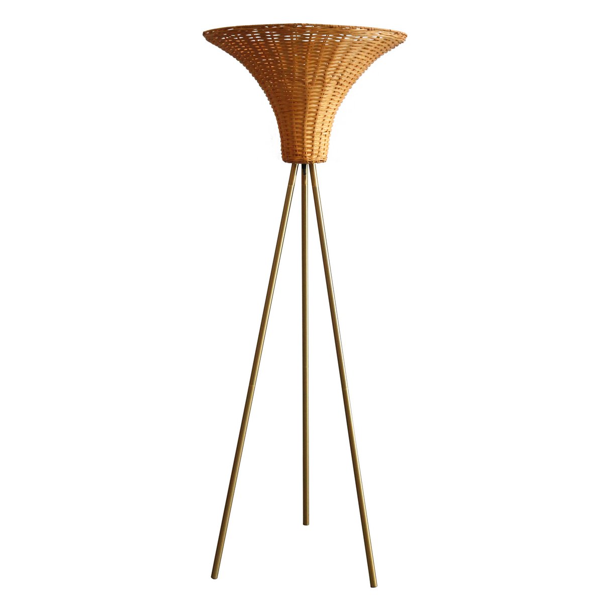 Staande lamp met gevlochten kap messing/naturel 150 cm