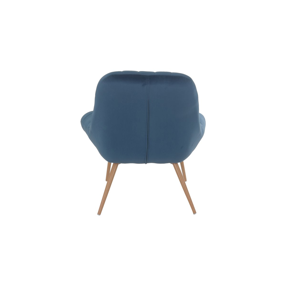 Fauteuil XXL velours blauw metaal houtlook