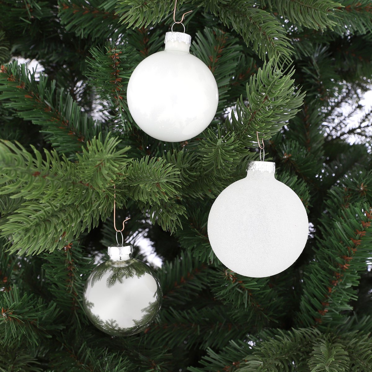 Kerstballen set Glass baubles Wit