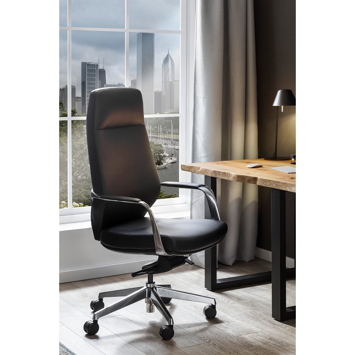 Bureaustoel kunstleer look zwart
