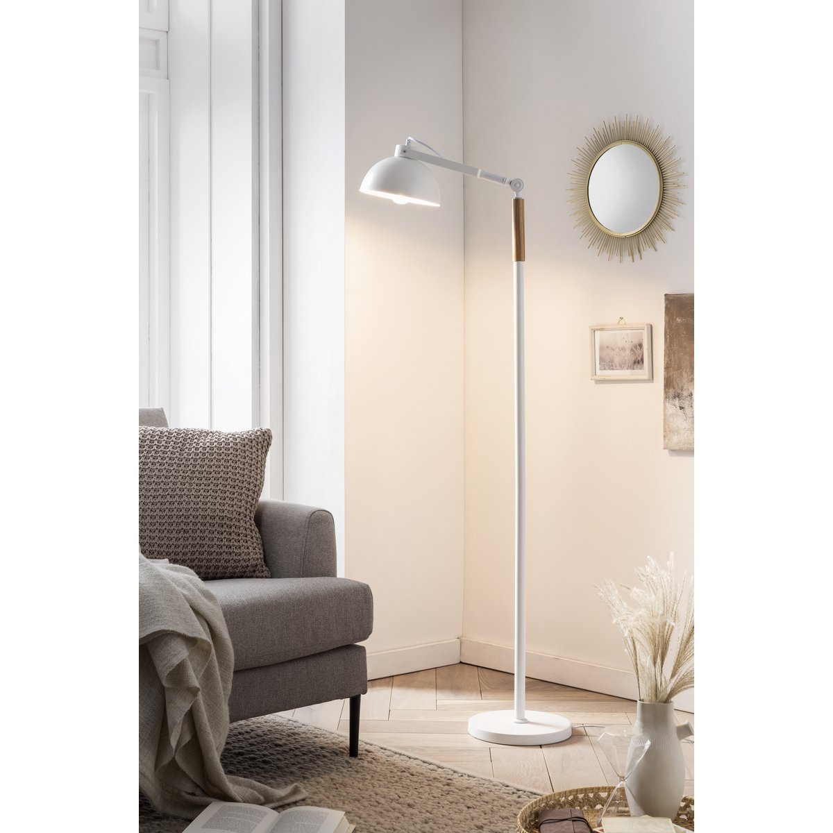 Vloerlamp Scandinavisch wit/naturel
