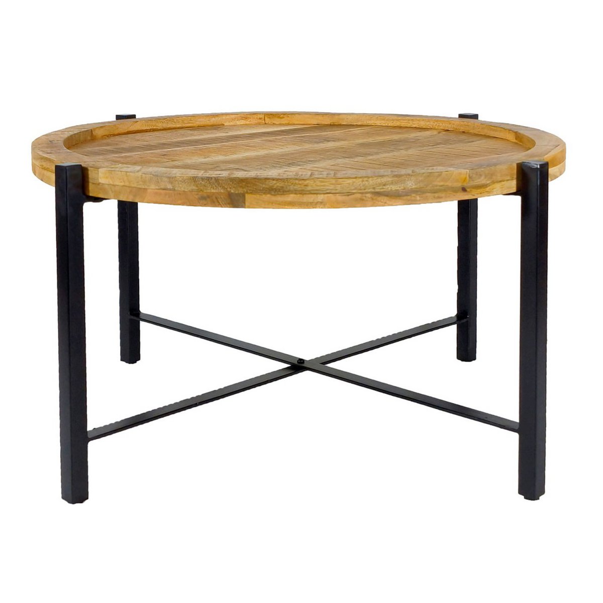 Salontafel Ø75cm bijzettafel woonkamer tafel rond sioux metalen frame