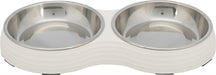 Trixie Voerbak Kat Dubbel Melamine / Rvs Wit 2X200 Ml 27X14X3 Cm