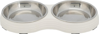 Trixie Voerbak Kat Dubbel Melamine / Rvs Wit 2X200 Ml 27X14X3 Cm