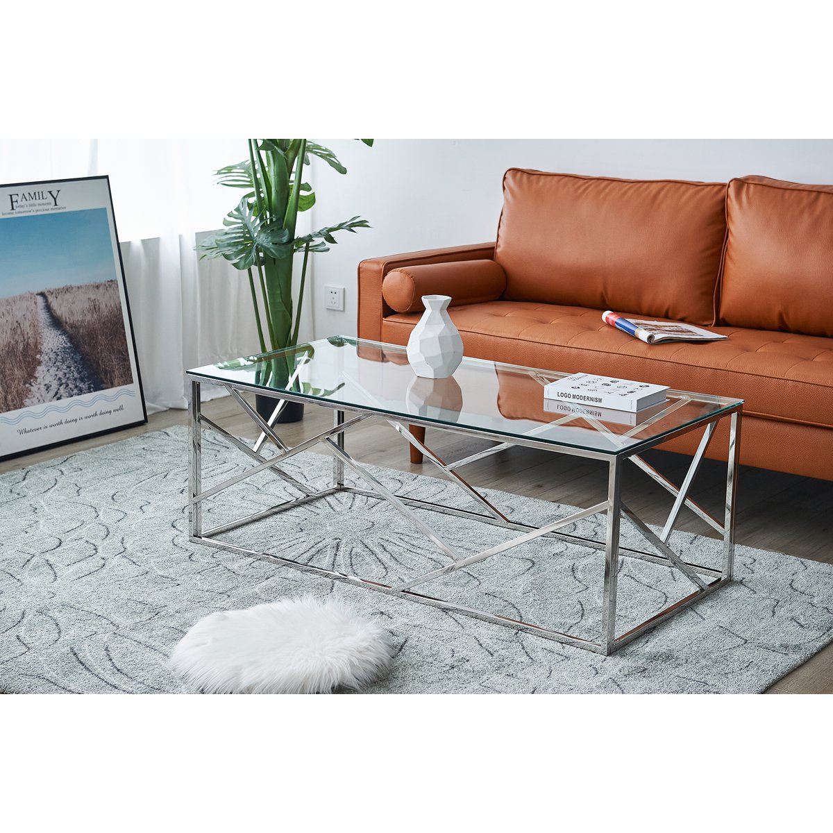 Salontafel zilver 120x60 cm
