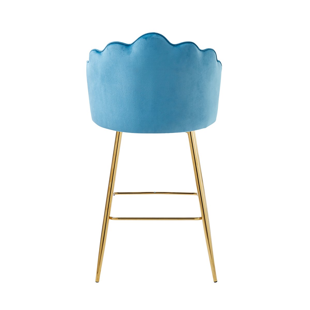 Set van 2 barkrukken met schelpdesign in blauw fluweel