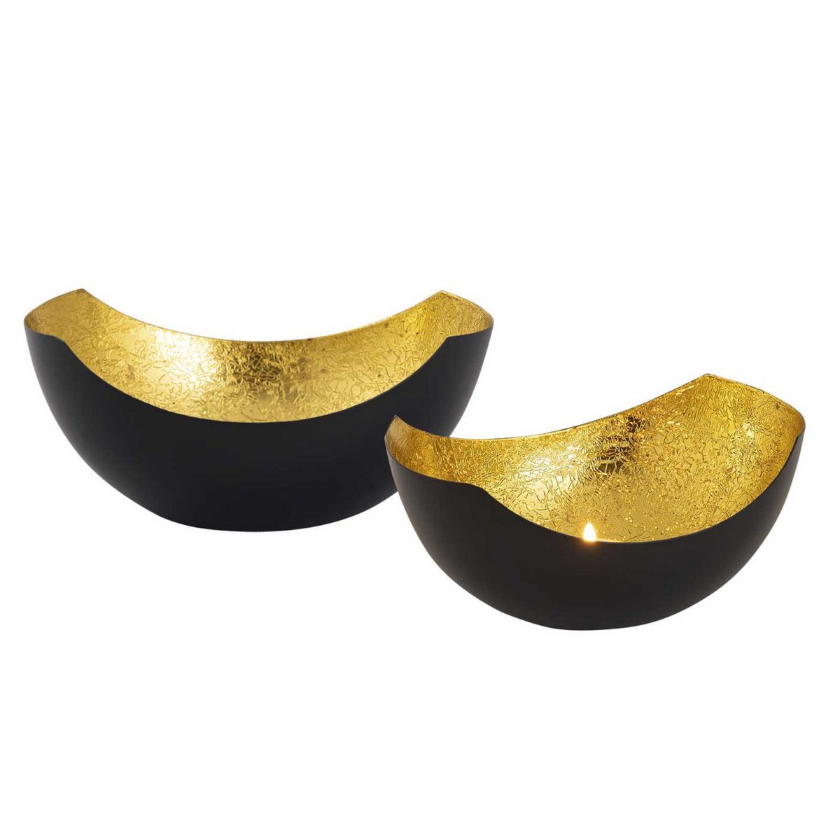 Tealight-houder 48-delige set 2´x 24 VE kandelaar Love Shell-vorm Black mat vergulde binnenin