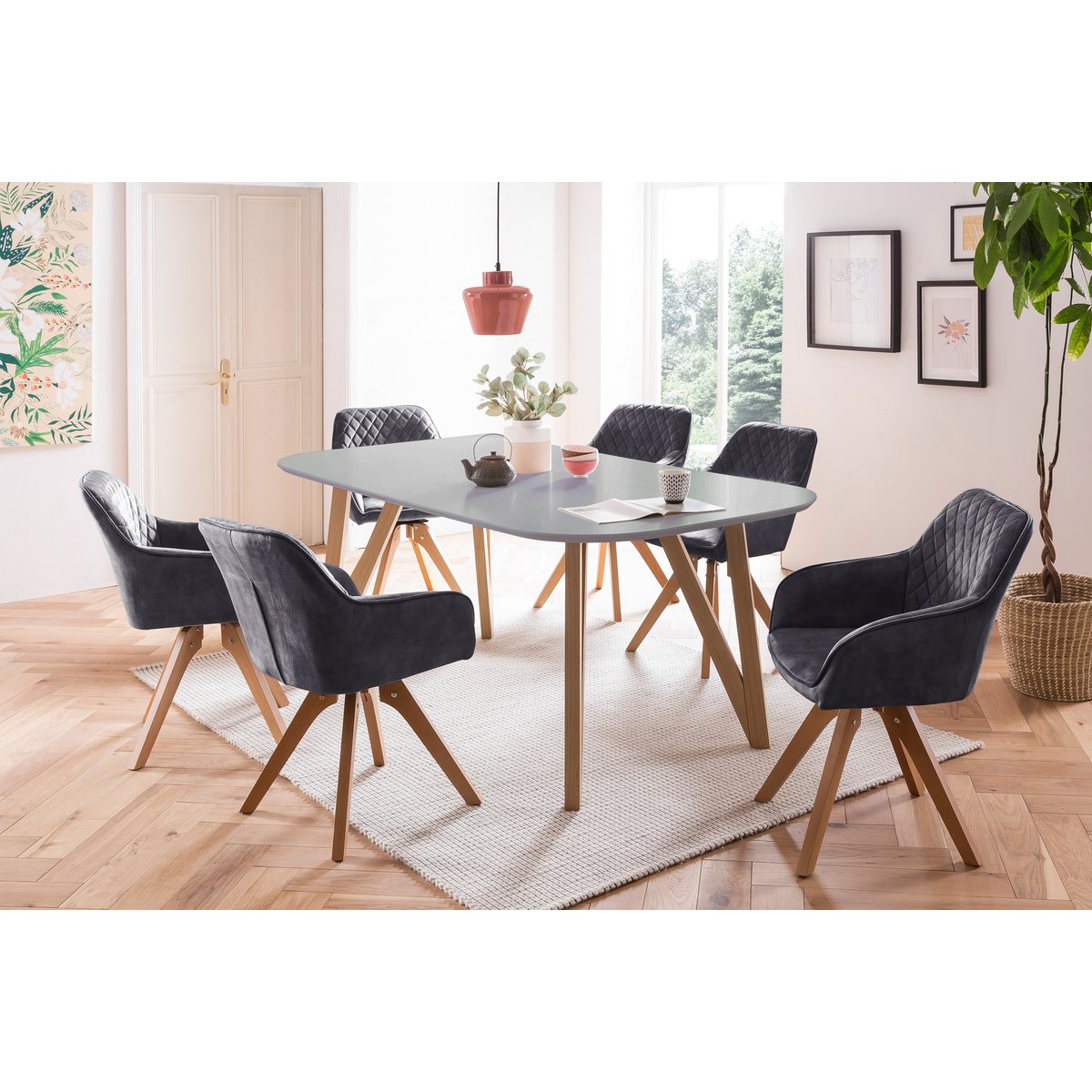 Eettafel 160x90x76 cm grijs eiken