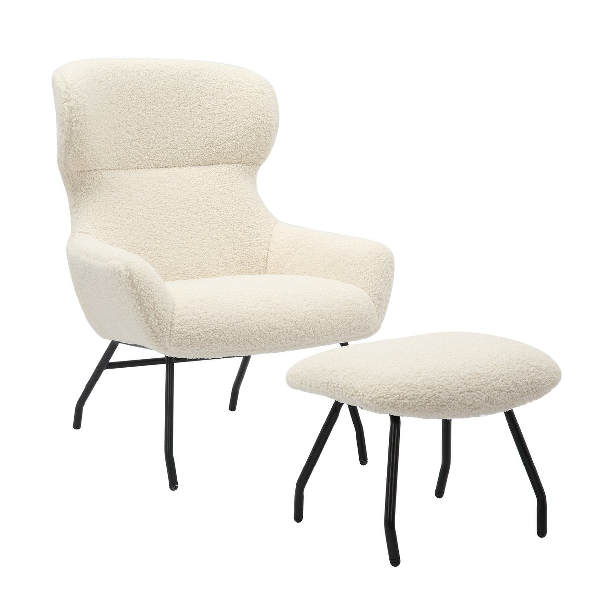 Fauteuil- en krukset teddybont beige