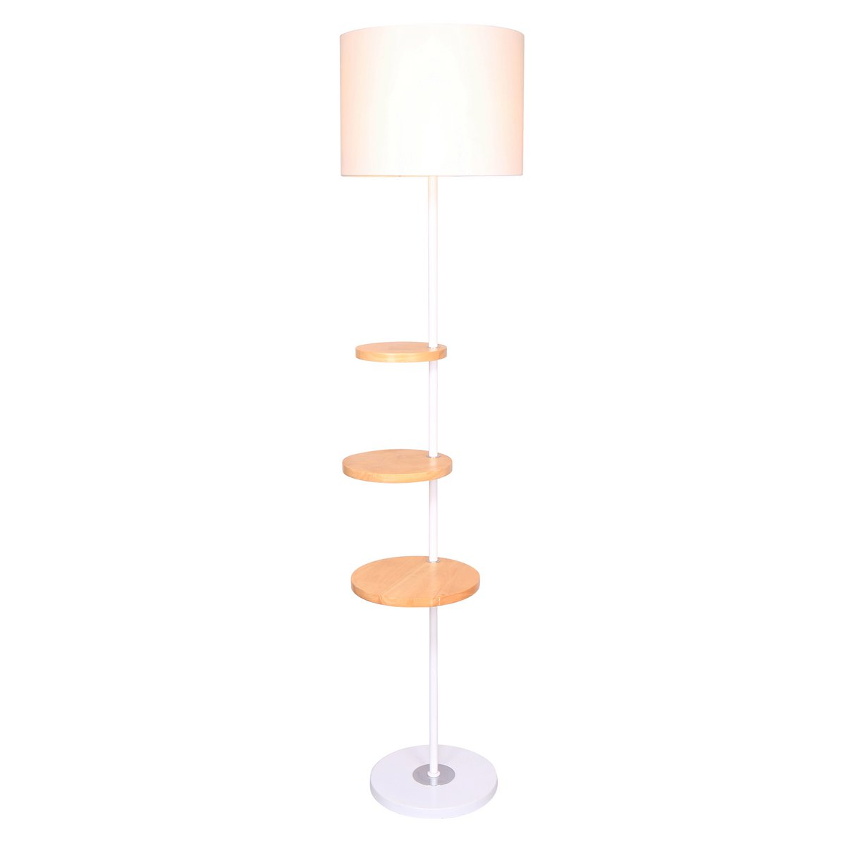 Staande lamp met 3 houten planken