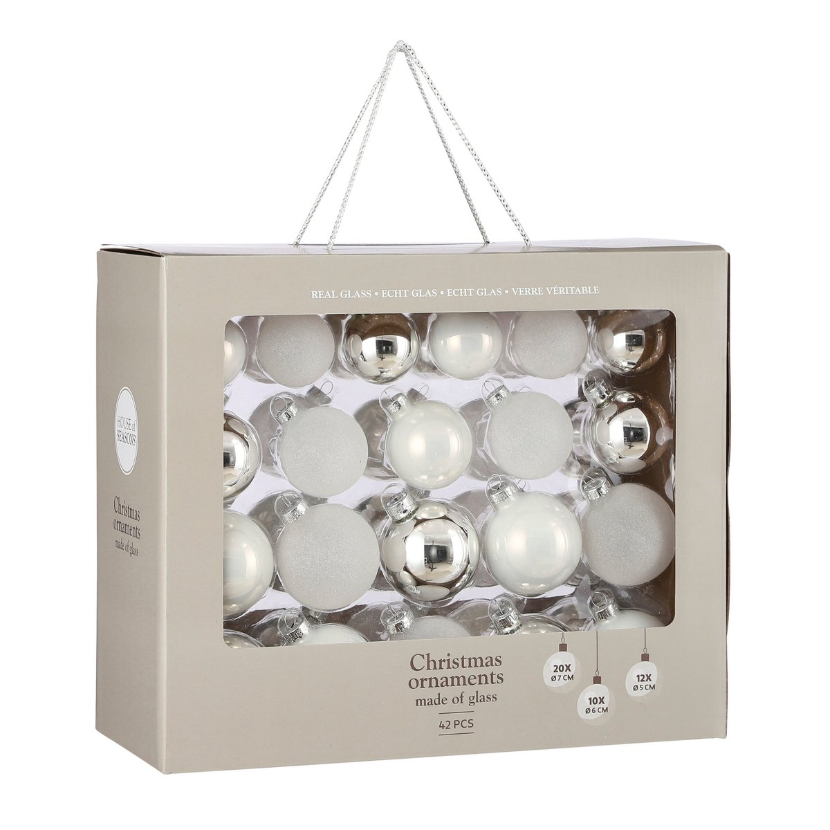Kerstballen set Glass baubles Wit