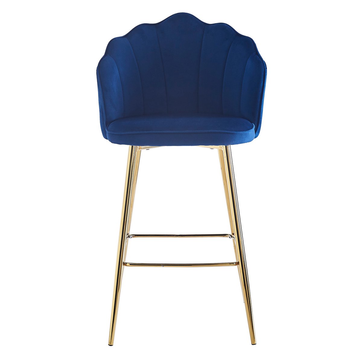 Barkrukken schelp design set van 2 gemaakt van donkerblauw fluweel