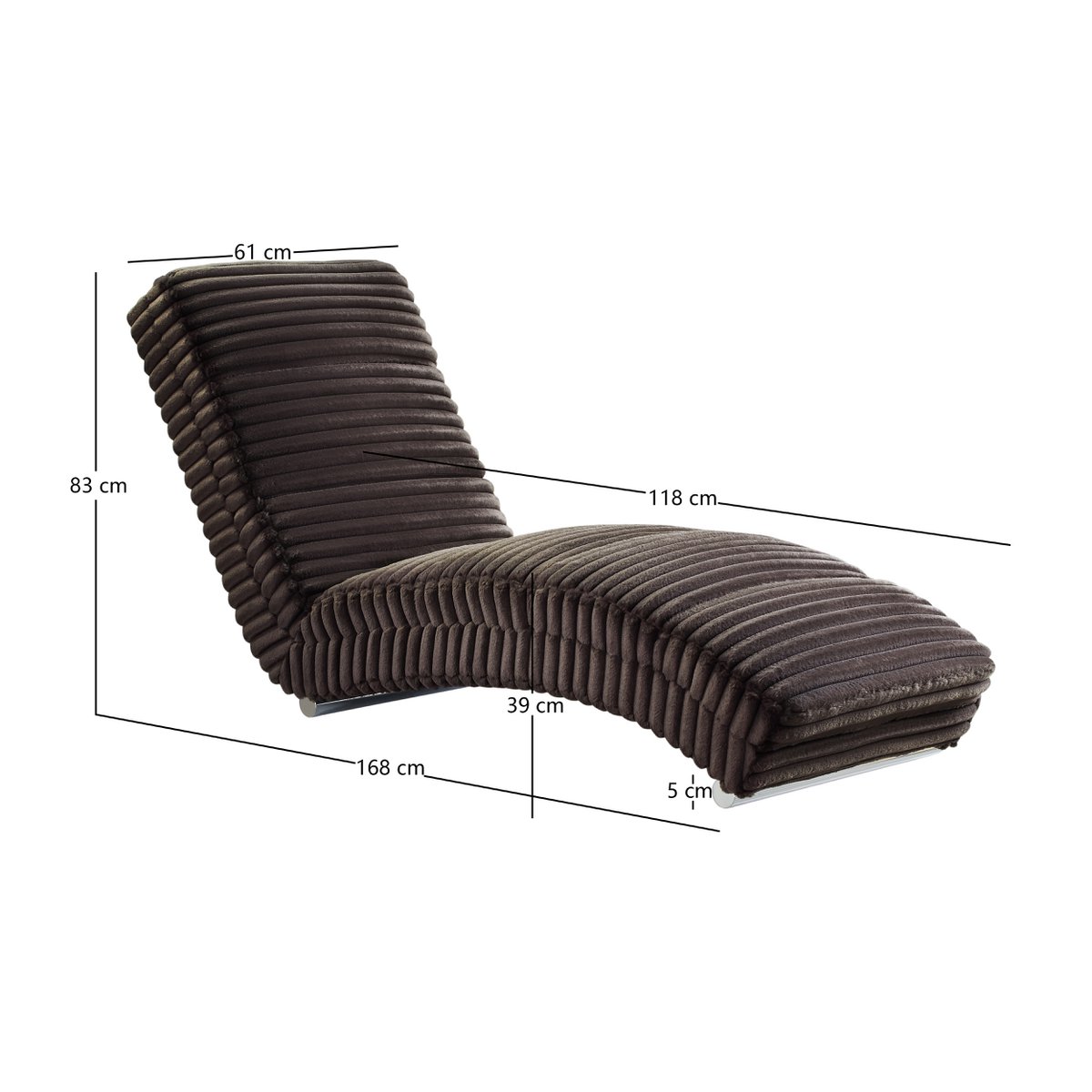 Chaise longue pluche corduroy zwart