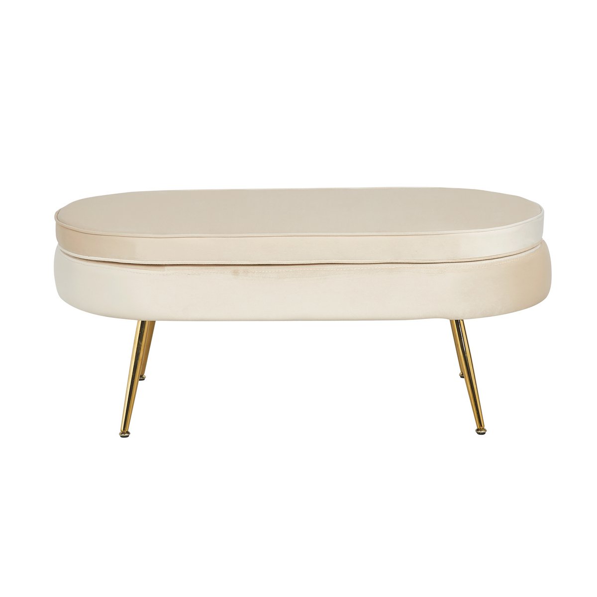 Poef ovaal van beige fluweel