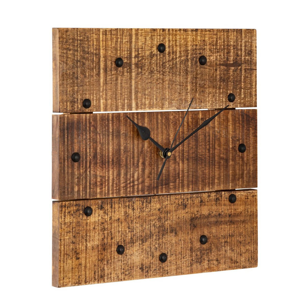 Holzhr wandklok 30x30cm houten woonkamer stilletjes vierkant gemaakt van mango hout massief
