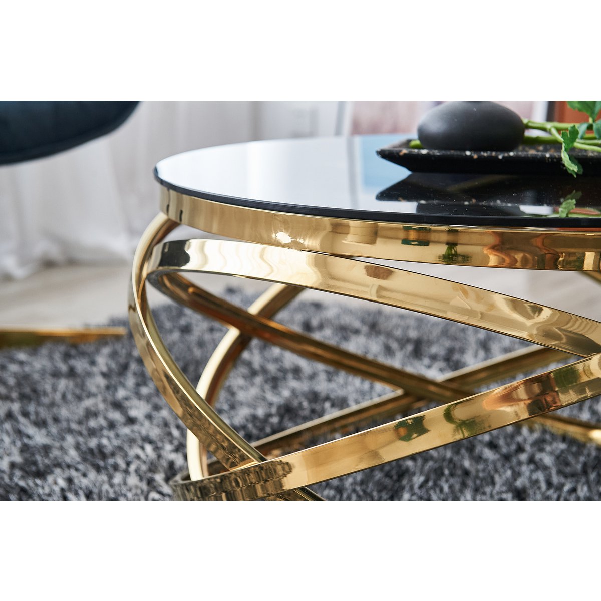 Salontafel goud/grijs Ø 80 cm