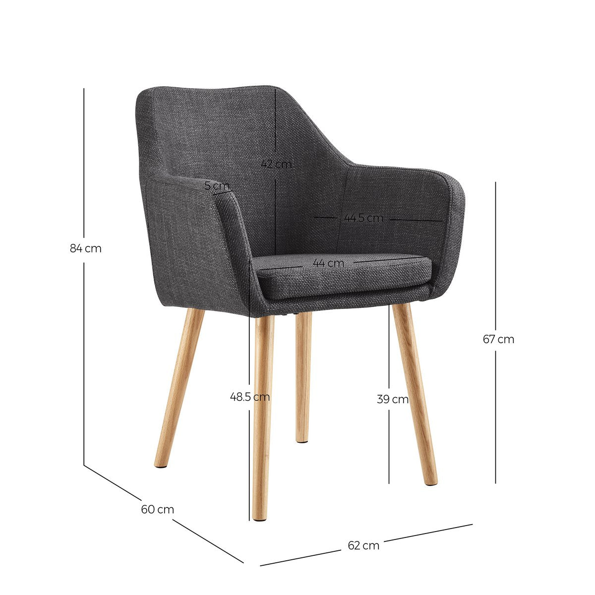 Fauteuil structuurstof donkergrijs