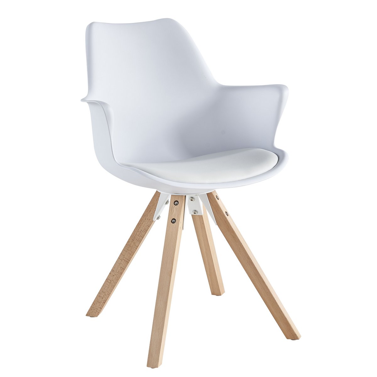 Fauteuil met kunststof schaal set van 2 wit