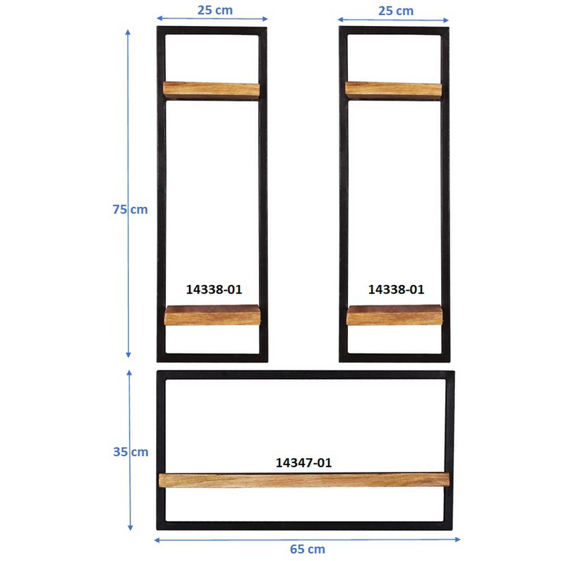 Wandplankenset, 3 stuks