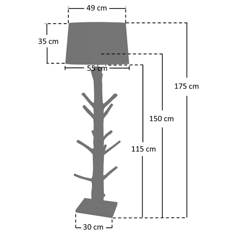 Vloerlamp drijfhout naturel/wit 175 cm