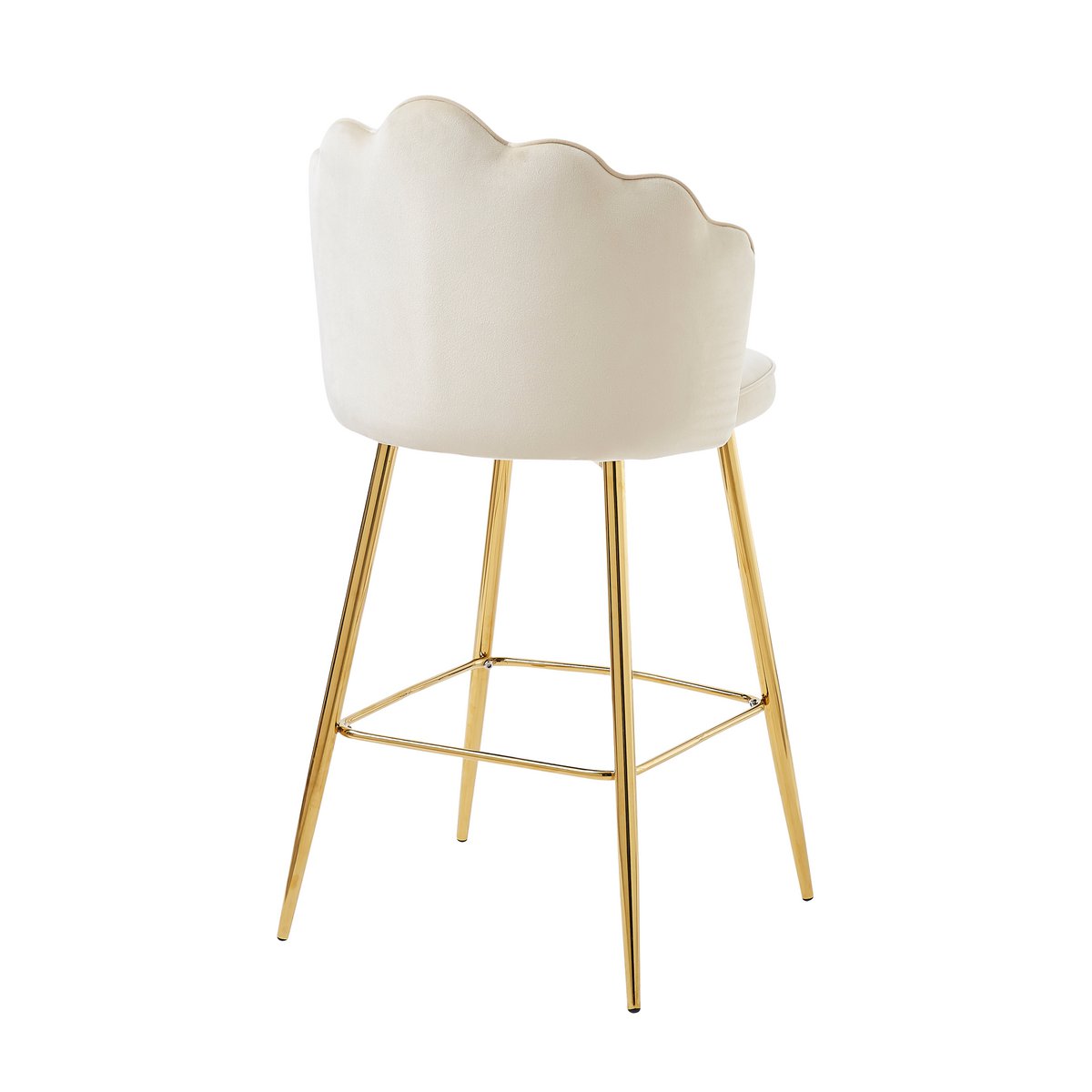 Set van 2 barkrukken met schelpdesign in beige fluweel