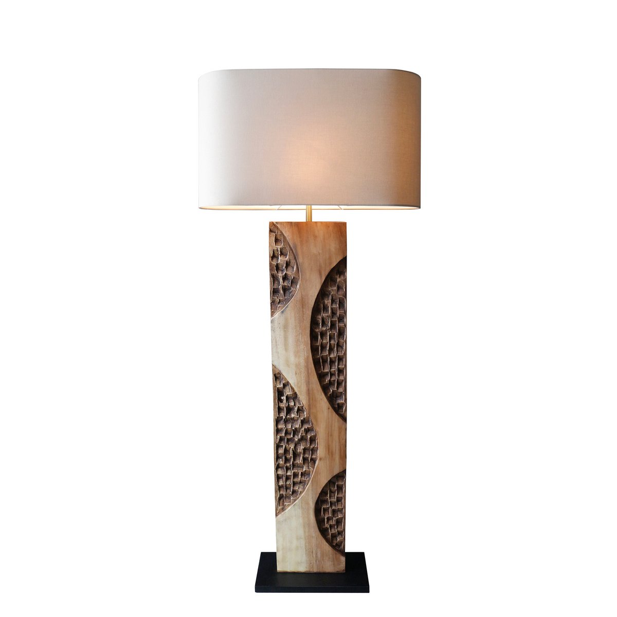 Vloerlamp acacia/linnen naturel 171 cm