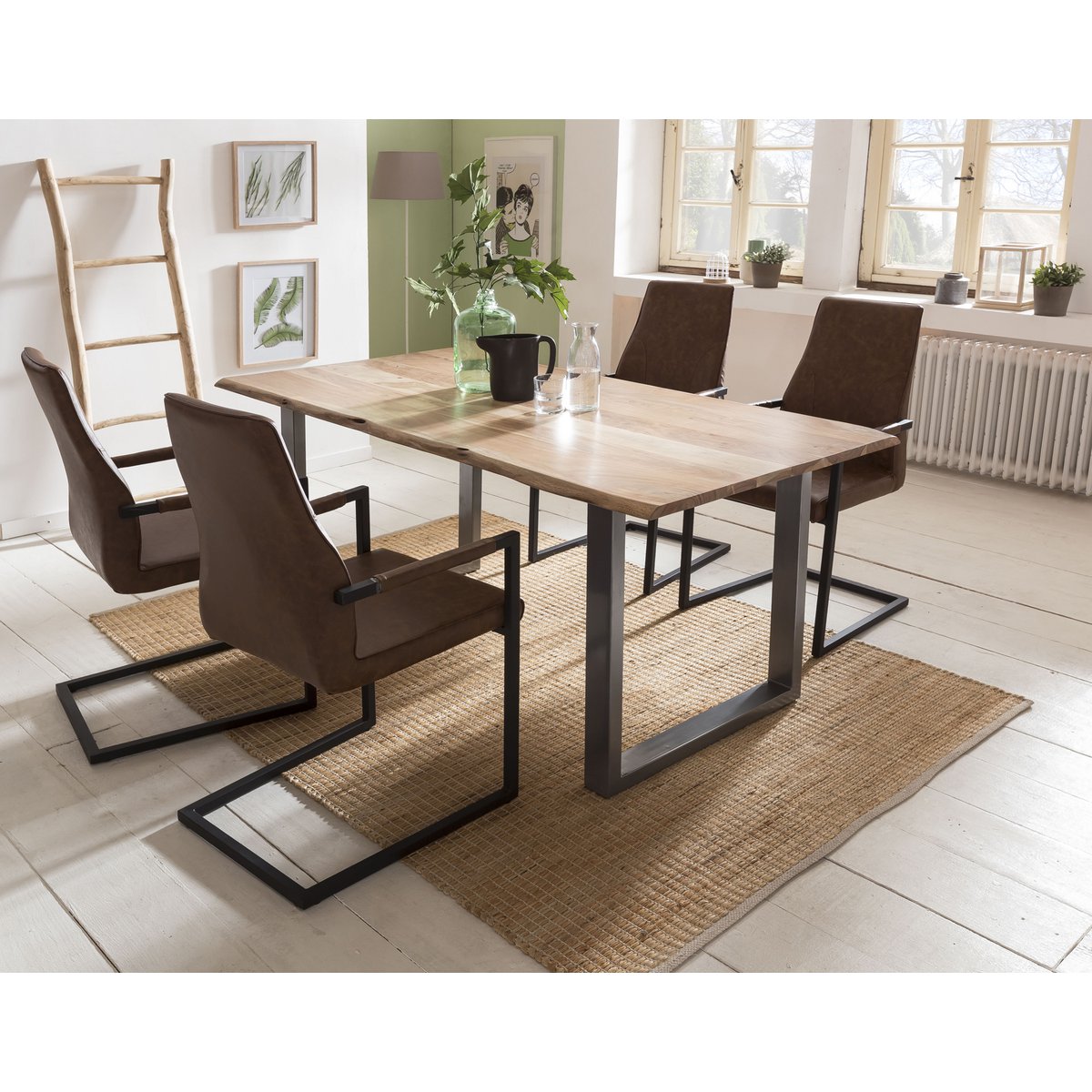 Eetkamerstoel, set van 2, lichtbruin, imitatieleer look