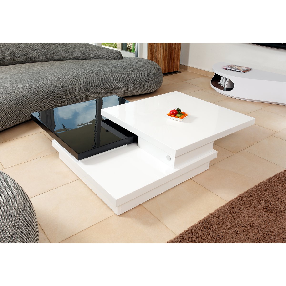 Salontafel 120X80 cm wit/zwart