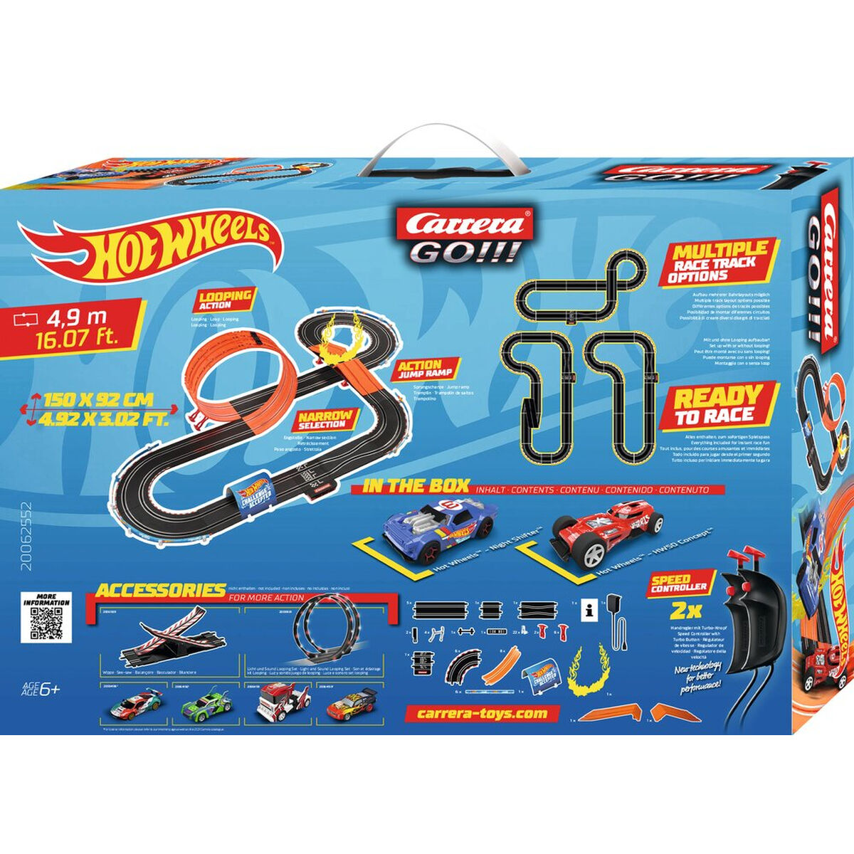 Racebaan Carrera-Toys GO!!! Hot Wheels 4.9 4,9 m 2 auto's