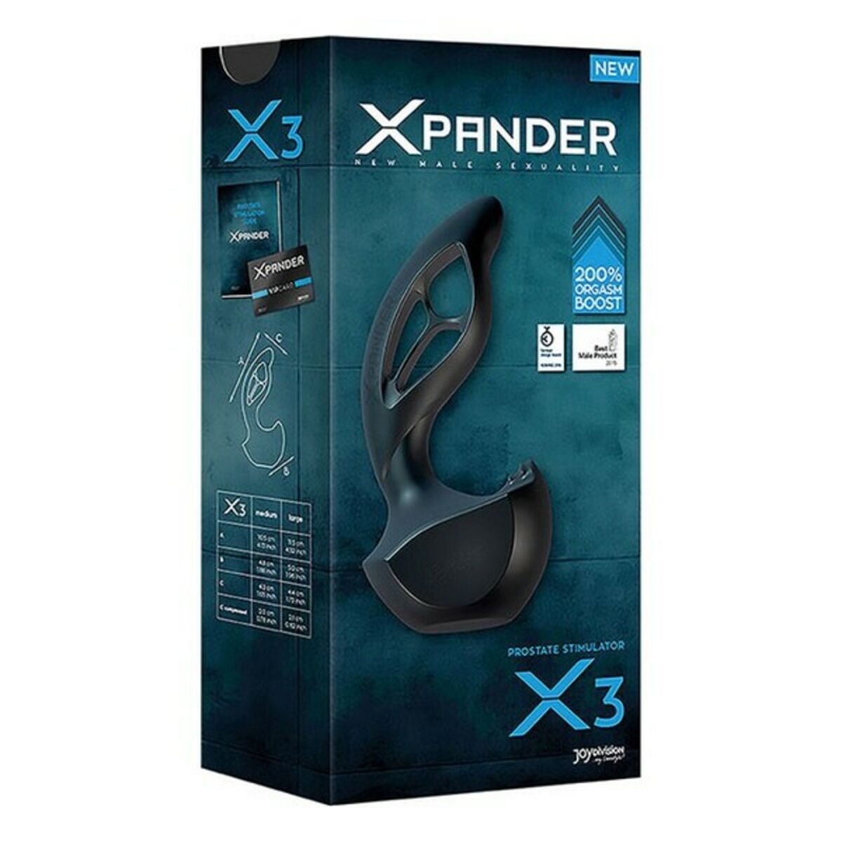 Xpander X3 zwarte siliconen Prostaatmasseur Joydivision Xpander X3 Zwart