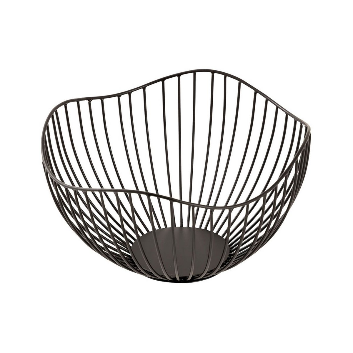 Fruitmand metaal Ø 25 H 14 cm broodmand set 2 stuks fruitkom metaal zwart of gouden ronde golf