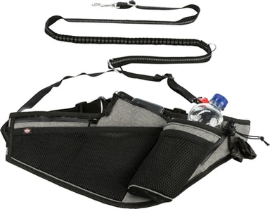 Trixie Joggingriem Met Lijn Grijs / Zwart 115-150X2 Cm / 70-130X23 Cm