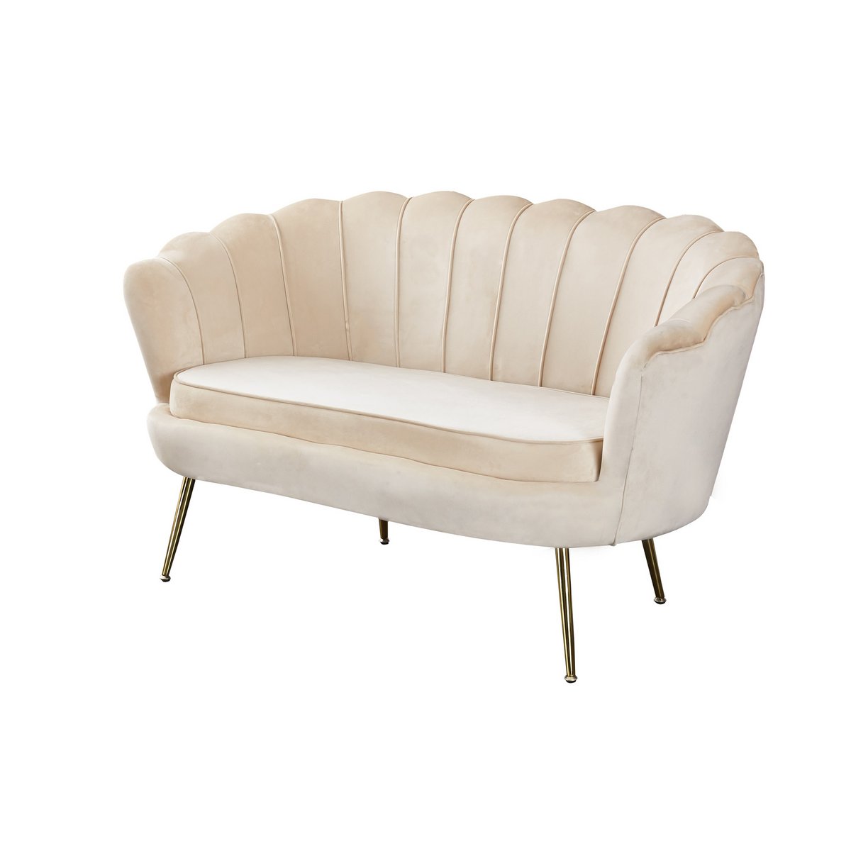 Beige fluwelen zitbank