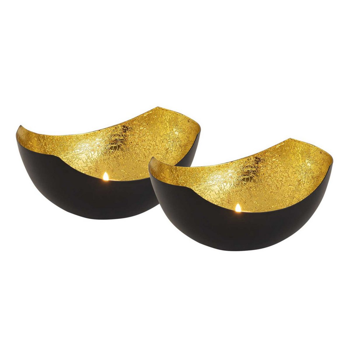 Tealight-houder 48-delige set 2´x 24 VE kandelaar Love Shell-vorm Black mat vergulde binnenin