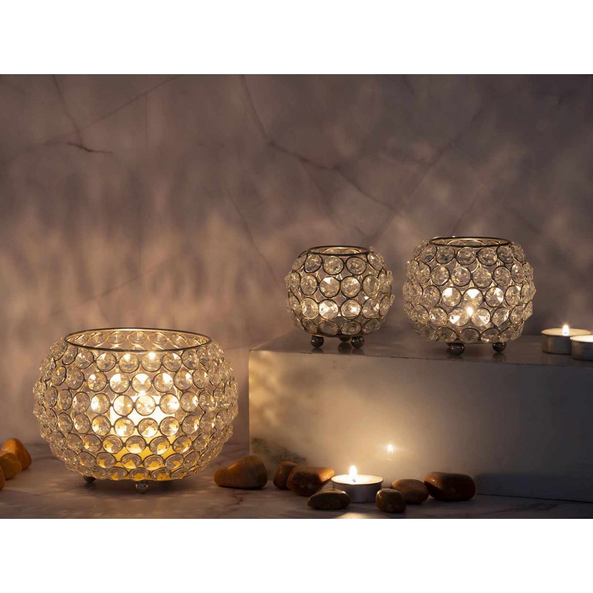 Kandelaar 24-delige set 3 x 8 VE-groenlichthouder Crystal Candlestick Gold of Silver Vintage Crisis
