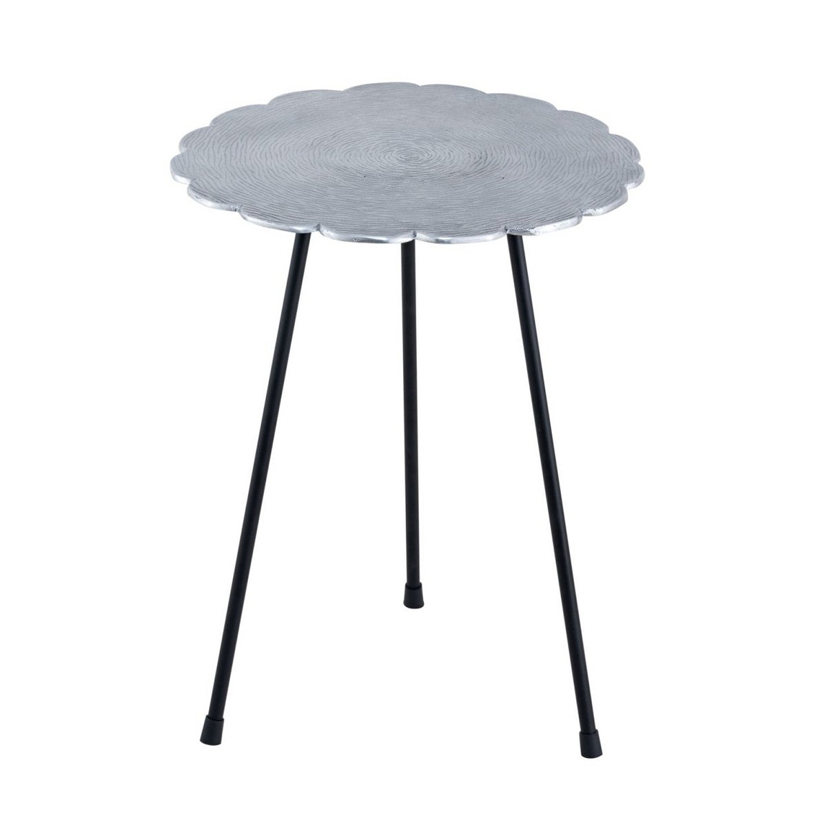 Bijzitter metalen decoratieve tafel Hilton Ø 35 x H 45 cm ronde aluminium met structuur zilver of goud