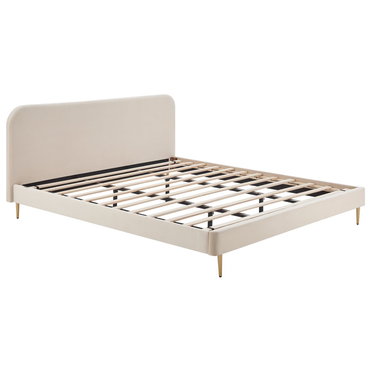 Gestoffeerd bed met beige fluwelen hoes 180x200 cm