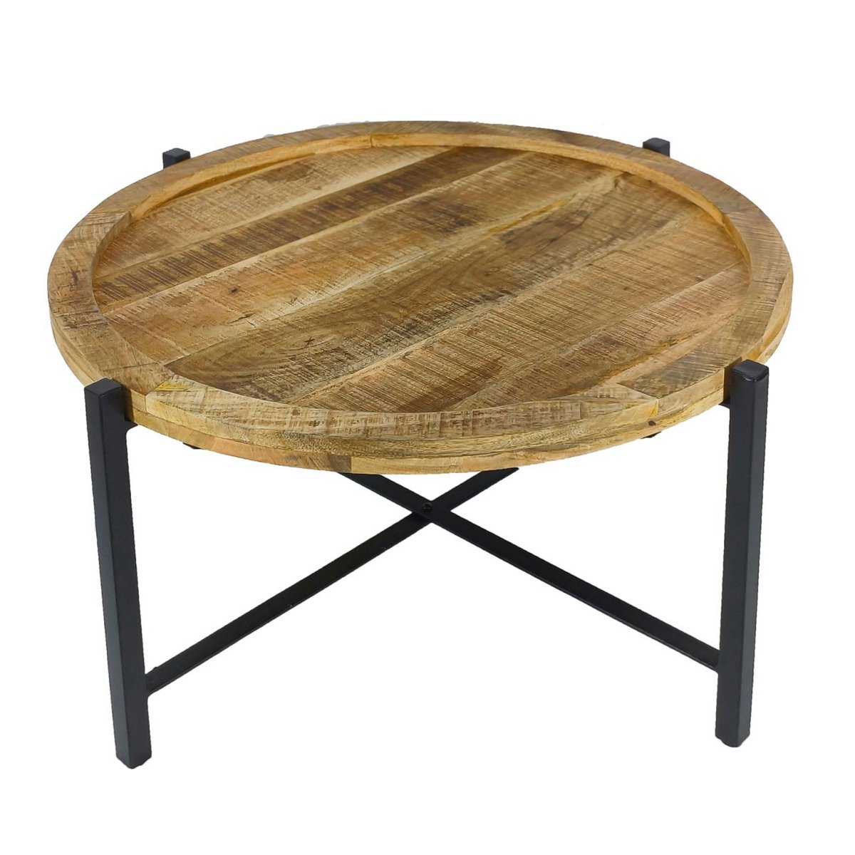 Salontafel Ø75cm bijzettafel woonkamer tafel rond sioux metalen frame