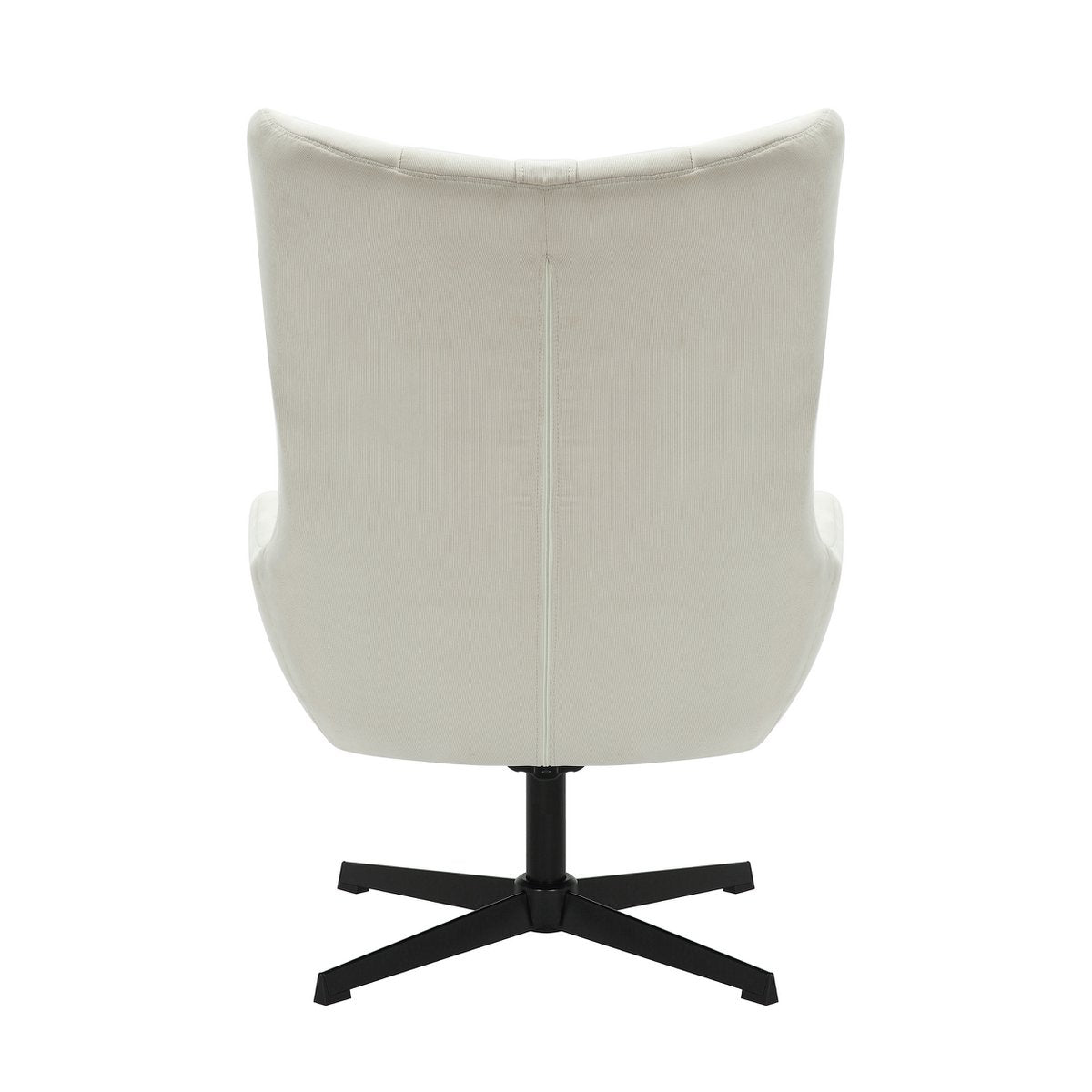Fauteuil en kruk corduroy look beige