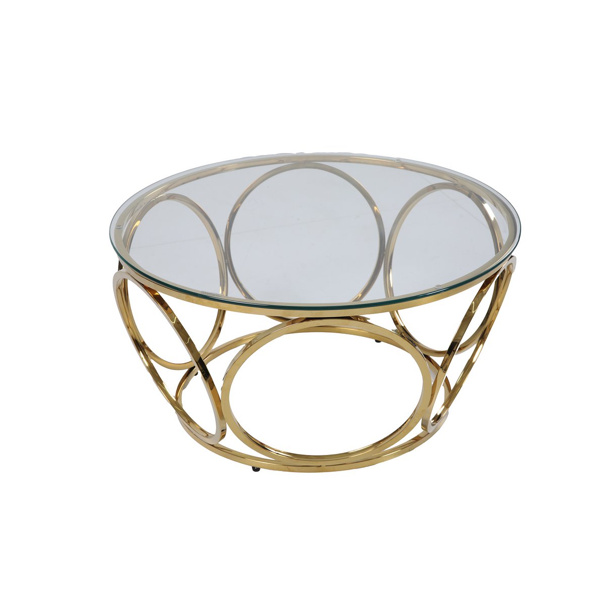 Salontafel Ø 80 cm goud/helder glas