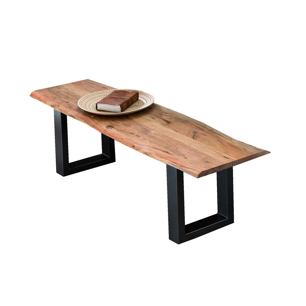 Bank 150 cm, naturel, zwart frame