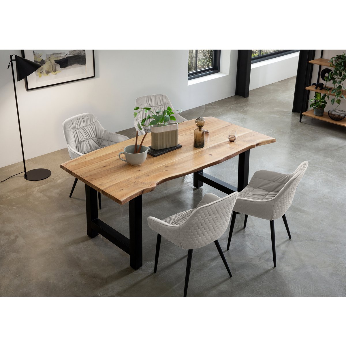 Fauteuil met honingraatstiksel in crème fluweel