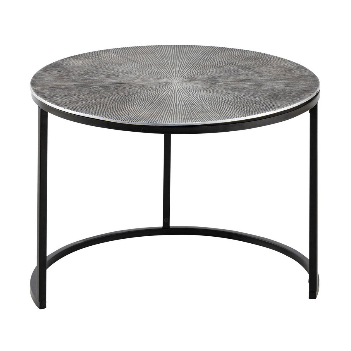 Salontafelset 2 stuks ø 55 en 45 cm bijzettafel zilver metalen tafels ronde Carlton woonkamer