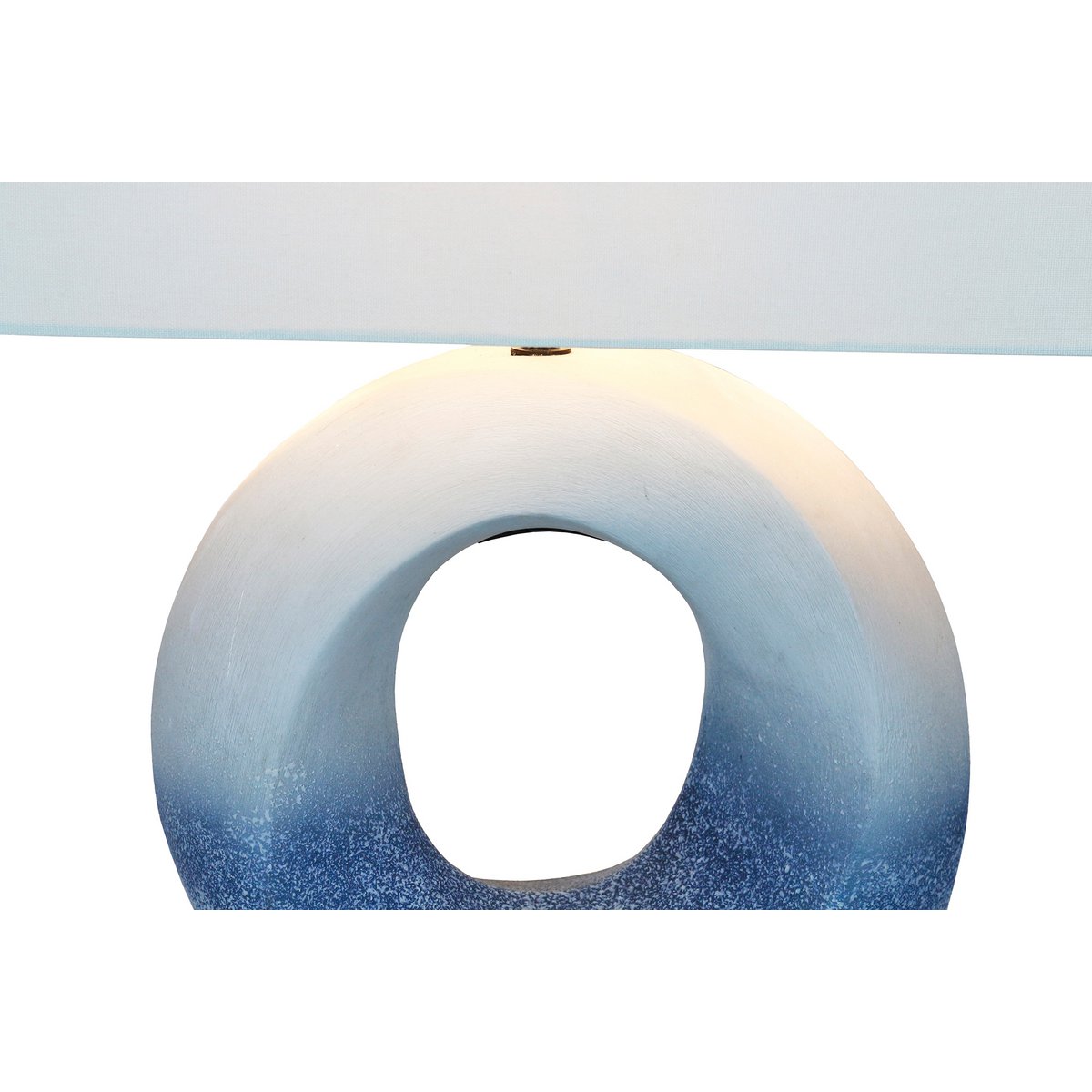 Tafellamp keramiek/linnen blauw/wit