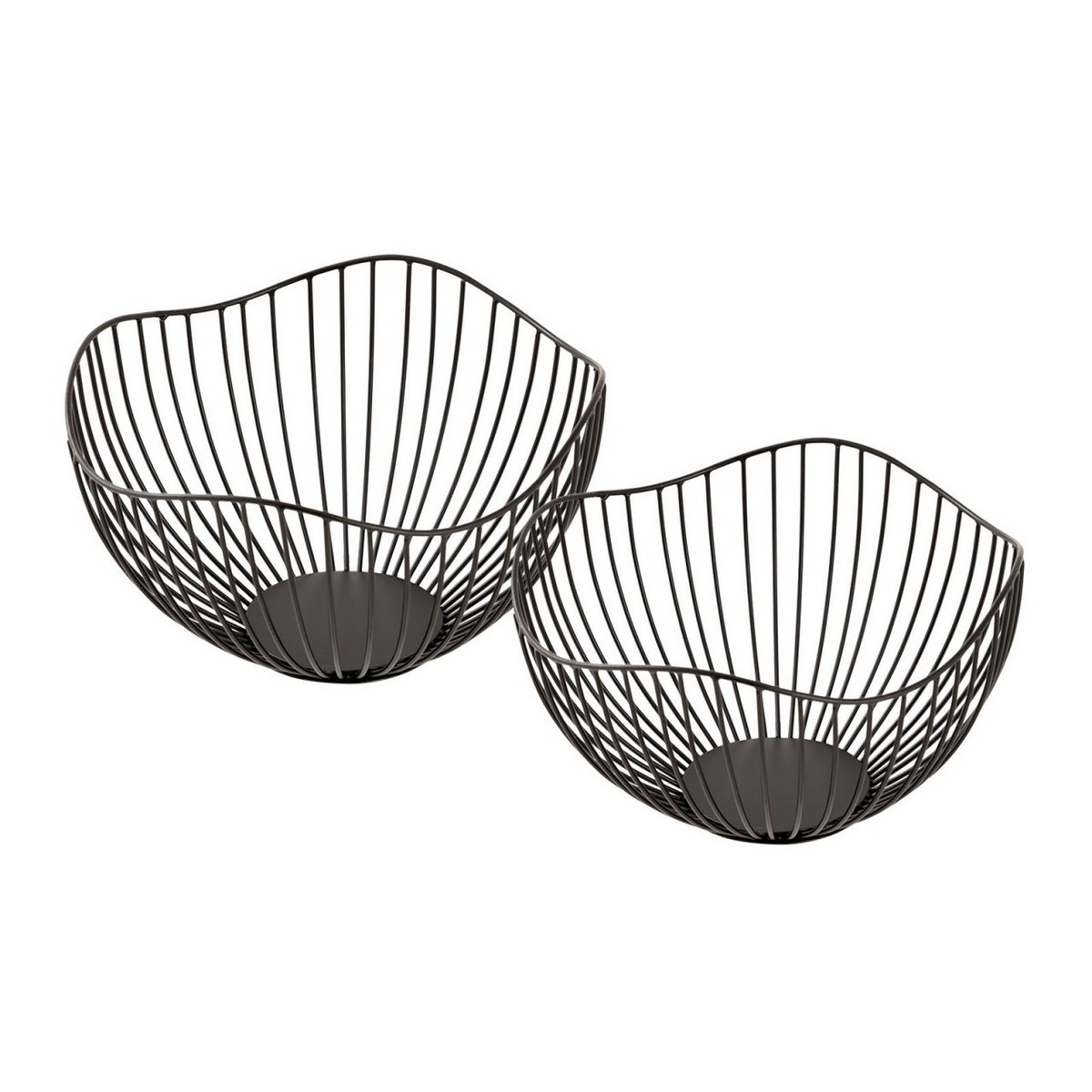 Fruitmand 16-delige metaal Ø 25 H 14 cm broodmand Set 2 x 8 PU fruitkom metaal zwart of gouden golf