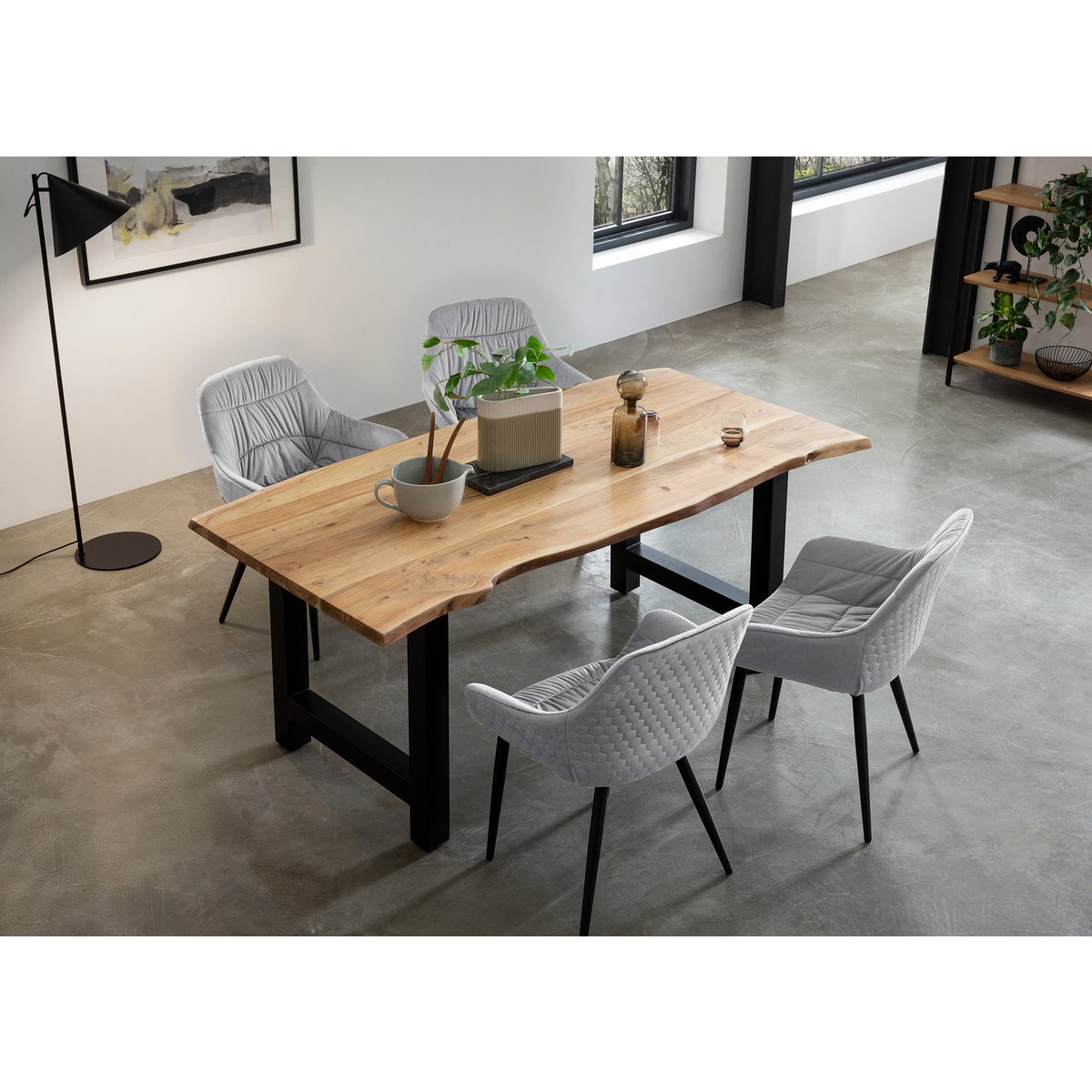 Fauteuil met honingraatstiksel in lichtgrijs fluweel