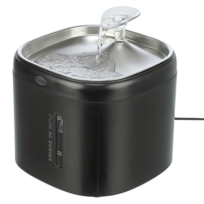 Trixie Drinkfontein Aqua Pure Kunststof / Rvs Zwart 18X18X14,5 Cm